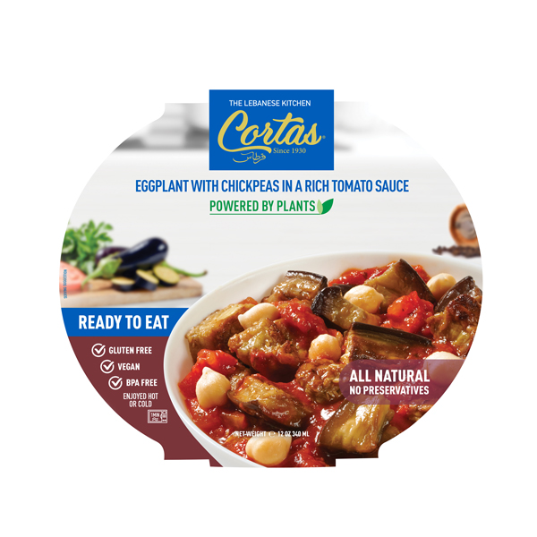 Eggplant with chickpeas in a rich tomato sauce